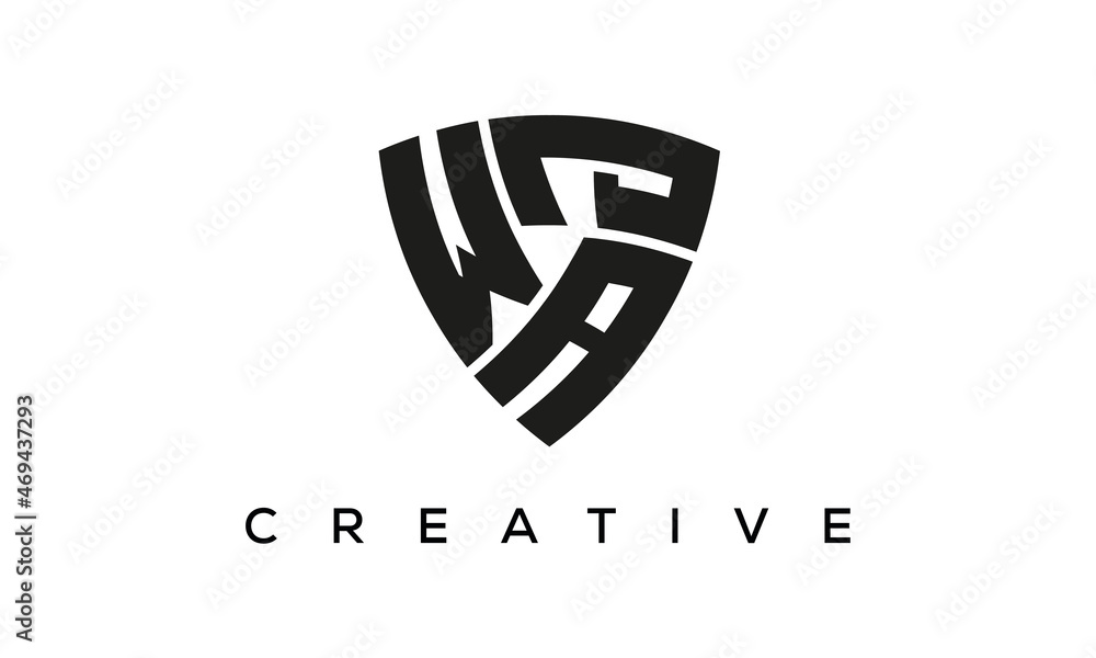 WAJ letters logo, security Shield logo vector WAJ letters logo, security Shield logo vector