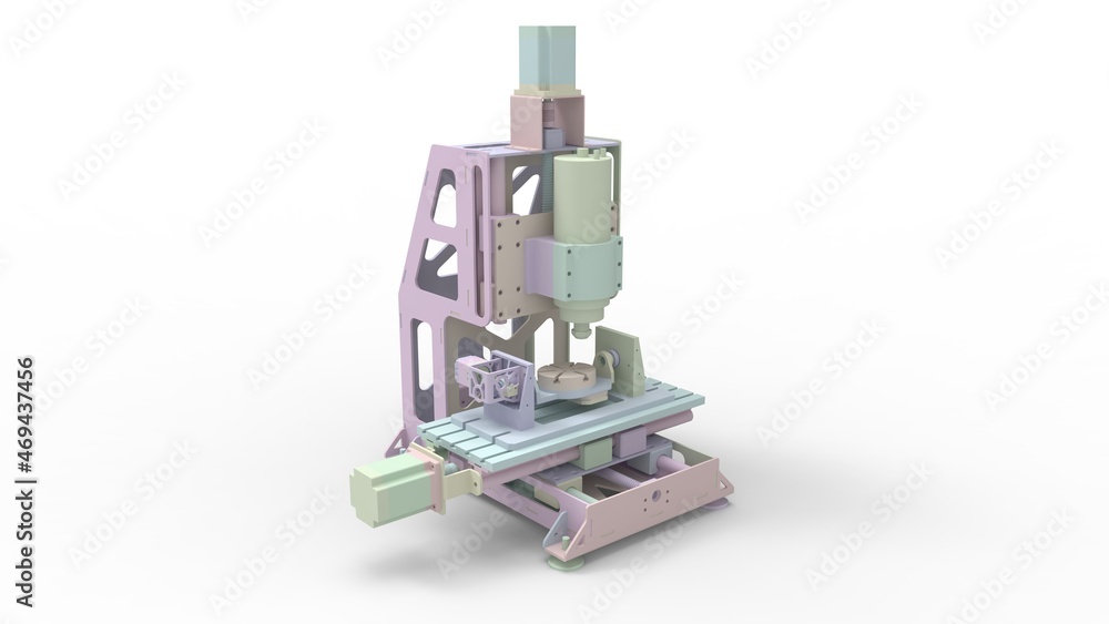3D rendering of a cnc drilling milling machine technical and technology machinery