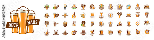 A set of vector Beer logos on a white background