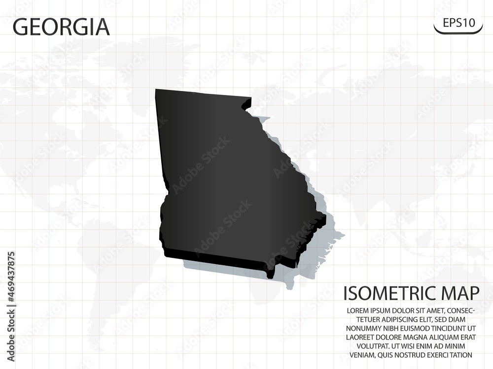 3D Map black of Georgia on world map background .Vector modern