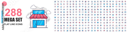 Collection of vector line icons. Mega set. Contains such Icons as Business, Marketing, Shopping, Teamwork, SEO, Technology, Medical, Social Media, Web Development, and more. Linear pictogram pack.