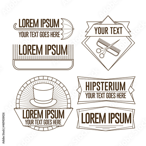 Linear vintage badges logos and banners line illustration pack
