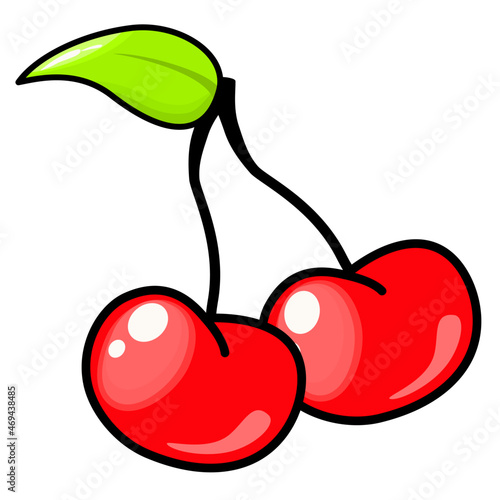 Red Cherry with Leaf