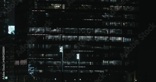 Philadelphia's FMC building, at night, with LED light patterns photo