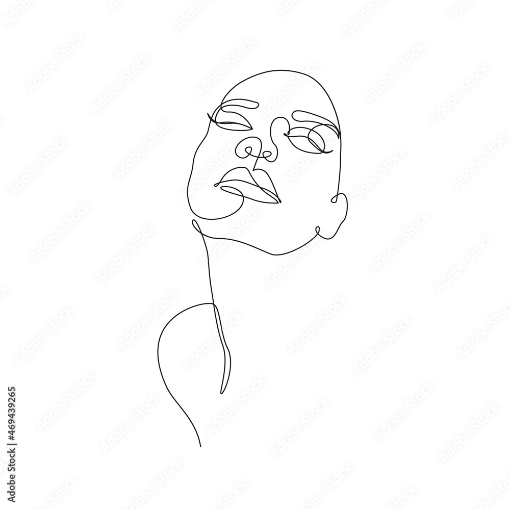 Abstract Woman Head Continuous One Line Vector Drawing. Style Template with Abstract Female Face. Modern Minimalist Simple Linear Style. Beauty Fashion Design Abstract Woman Head Continuous One Line Vector Drawing. Style Template with Abstract Female Face. Modern Minimalist Simple Linear Style. Beauty Fashion Design