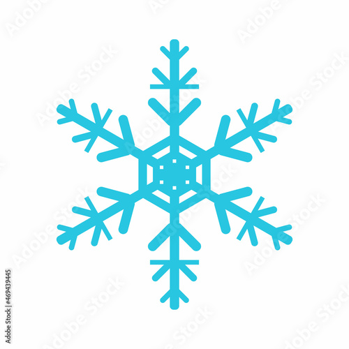 Blue snowflake on a white background. Winter snowflake shape. Christmas decorations. Vector illustration
