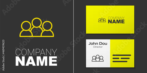 Logotype line Meeting icon isolated on grey background. Business team meeting, discussion concept, analysis, content strategy. Presentation conference. Logo design template element. Vector