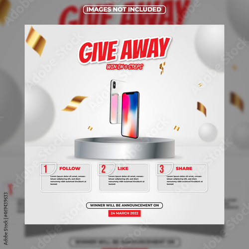 Give away contest social media post template