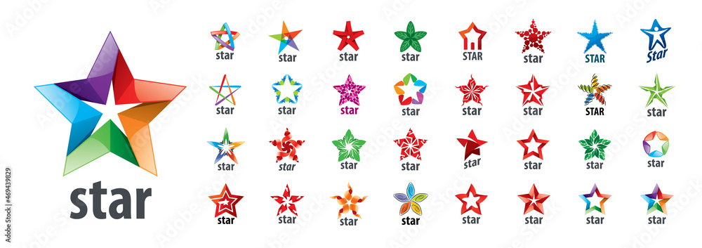 A set of vector logos with the image of a star on a white background