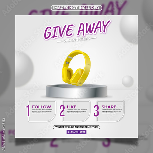 Give away contest social media post template