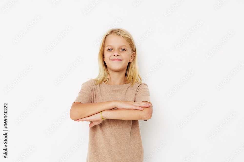 Portrait of a smiling little cutie Fashion textile baby clothes template posing studio Portrait of a smiling little cutie Fashion textile baby clothes template posing studio