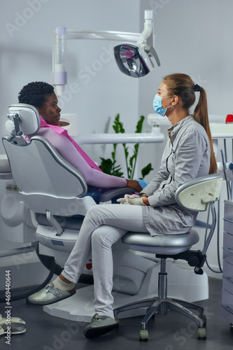 African woman in dental clinic