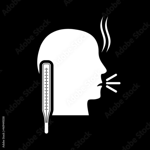 Sick human icon isolated on dark background