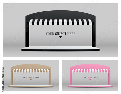 wide awning and arch with platform display 3d illustration vector for putting your object