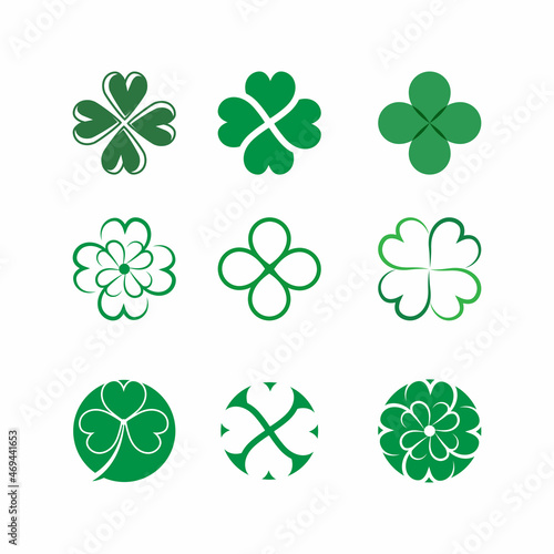 Green Clover Leaf icon Template Design Vector