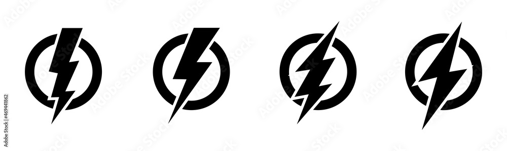 Electric vector icons, isolated. Bolt lightning flash icons. Flash ...
