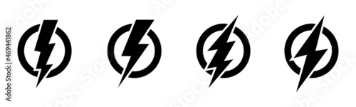 Electric vector icons, isolated. Bolt lightning flash icons. Flash icons collection. Electric symbols. Electric lightning bolt symbols. Flash light sign.