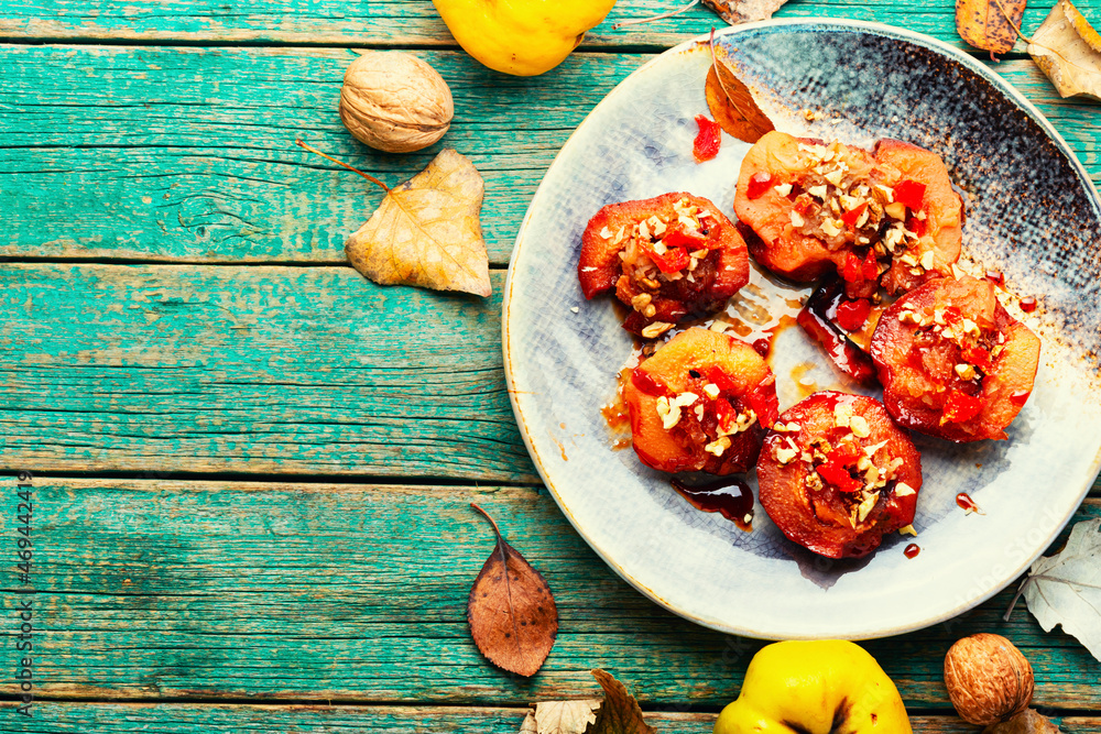 Sweet glazed quince dessert