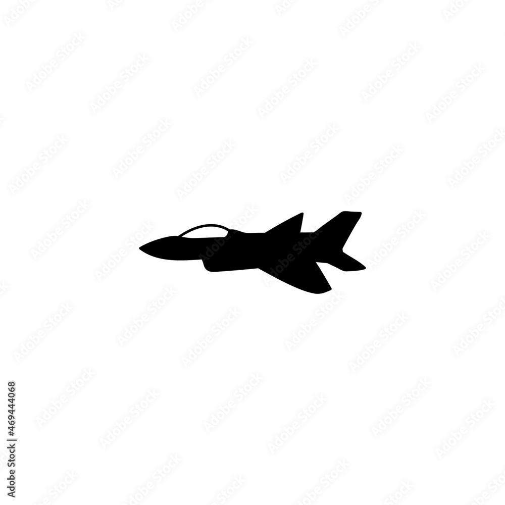 Fototapeta premium aircraft, Aeroplane icon, airplane fighter, military plane symbol in solid black flat shape glyph icon, isolated on white background