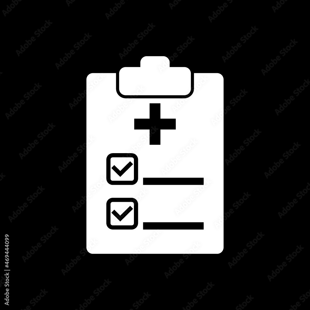 Health report icon isolated on dark background Health report icon isolated on dark background