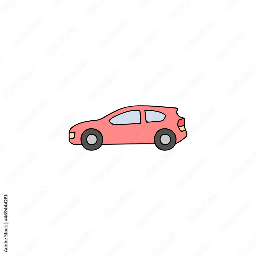 compact car icon in color icon, isolated on white background 