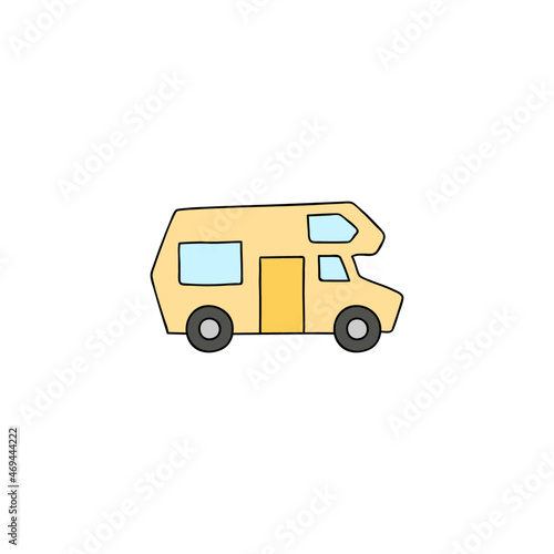 Bus, camp, camper icon, campsite car symbol in color icon, isolated on white background 