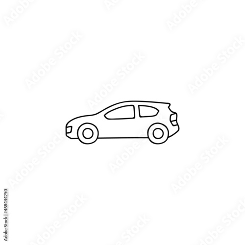 compact car icon in flat black line style  isolated on white 