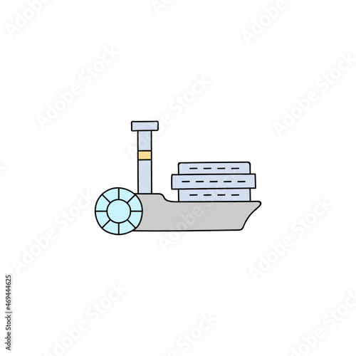 paddleboat paddlewheel boat icon in color icon, isolated on white background 