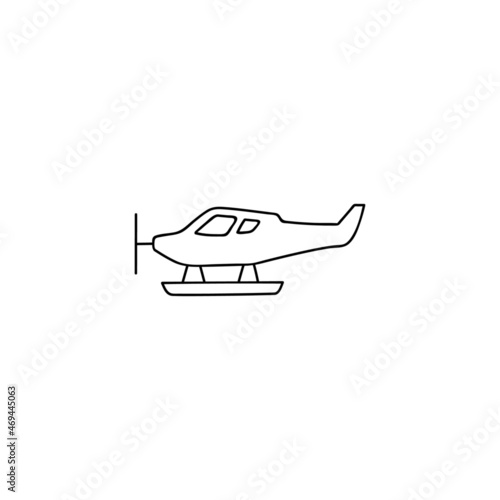glider icon in flat black line style, isolated on white 