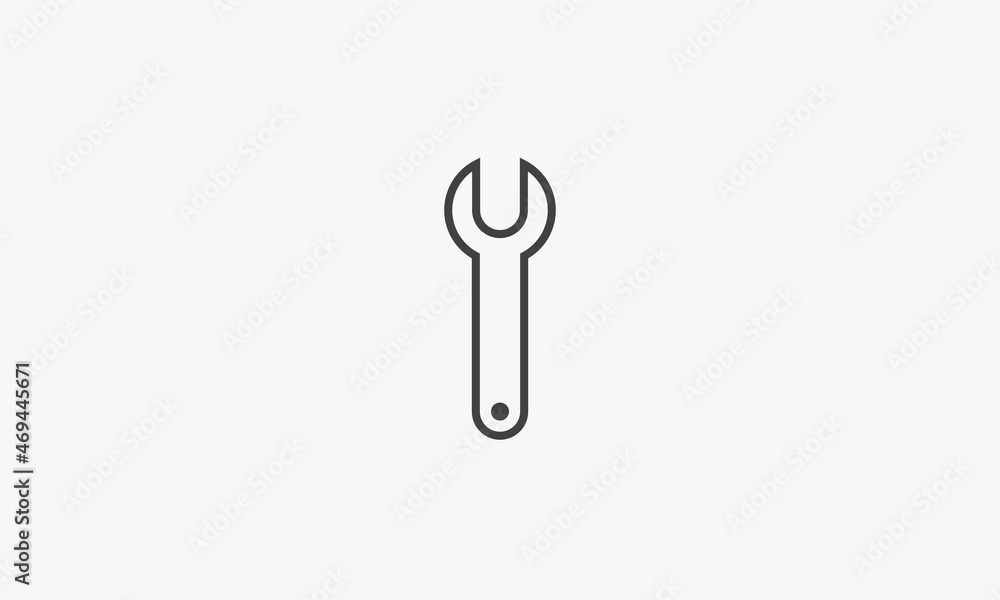 line icon wrench isolated on white background. line icon wrench isolated on white background.