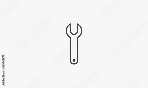 line icon wrench isolated on white background.
