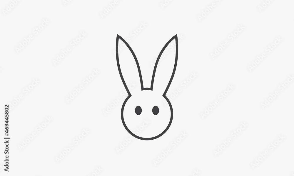 line icon head rabbit isolated on white background.