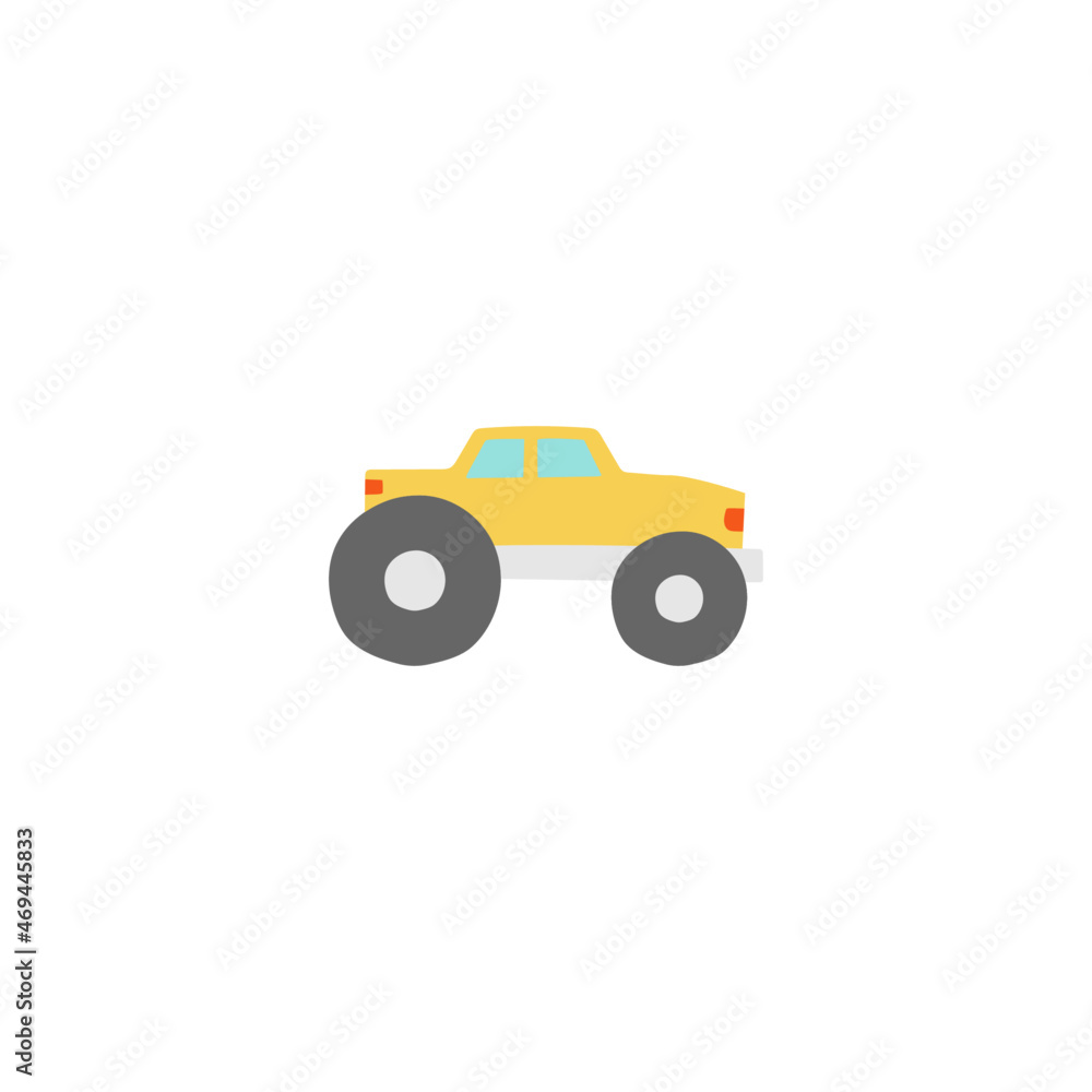 Fototapeta premium monster car icon, monster truck symbol in flat black line style, isolated on white background