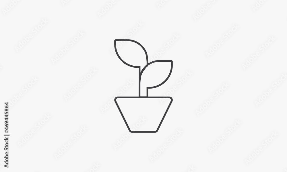 line icon pot plants isolated on white background. line icon pot plants isolated on white background.