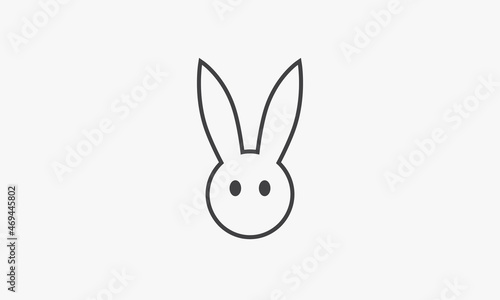 line icon head rabbit isolated on white background.
