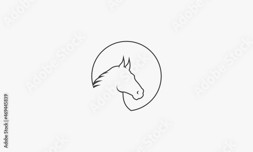 line circle icon head horse isolated on white background.