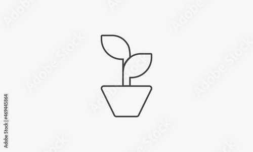 line icon pot plants isolated on white background.