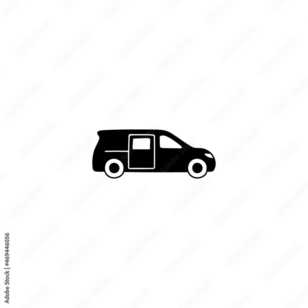 box blind car icon in solid black flat shape glyph icon, isolated on white background 