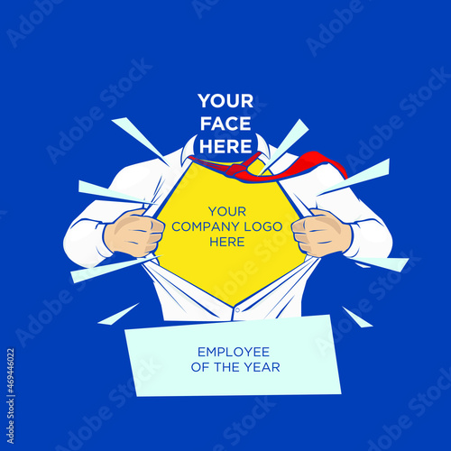 A creative Photomontage for a superhero, Employee of the year title, corporate, winner, etc.