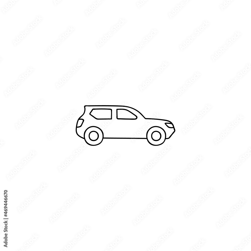 offroad car icon in flat black line style, isolated on white background