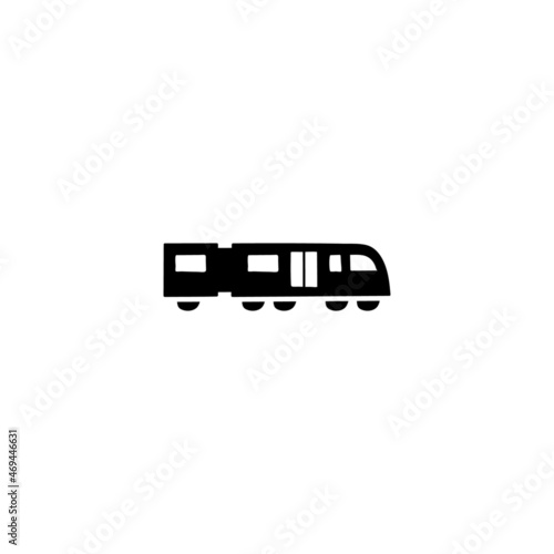metropolitan subway train icon in solid black flat shape glyph icon, isolated on white background 