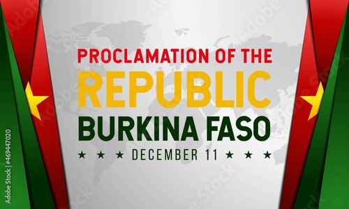 Proclamation of the Republic Day in Burkina Faso Background. December 11. Template for banner, greeting card, or poster. With star, anchor icon, and national flag. Premium vector illustration