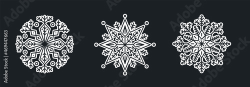 White Set  vector snowflakes isolated , Ethnic  ice cristal ornament,  christmas icons, snowflakes for print, design for banner, idea, cover, booklet, print, flyer, card, poster, badge, postcard