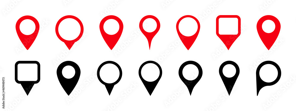 Map Pins in Black, Red, and White - Pack of 150