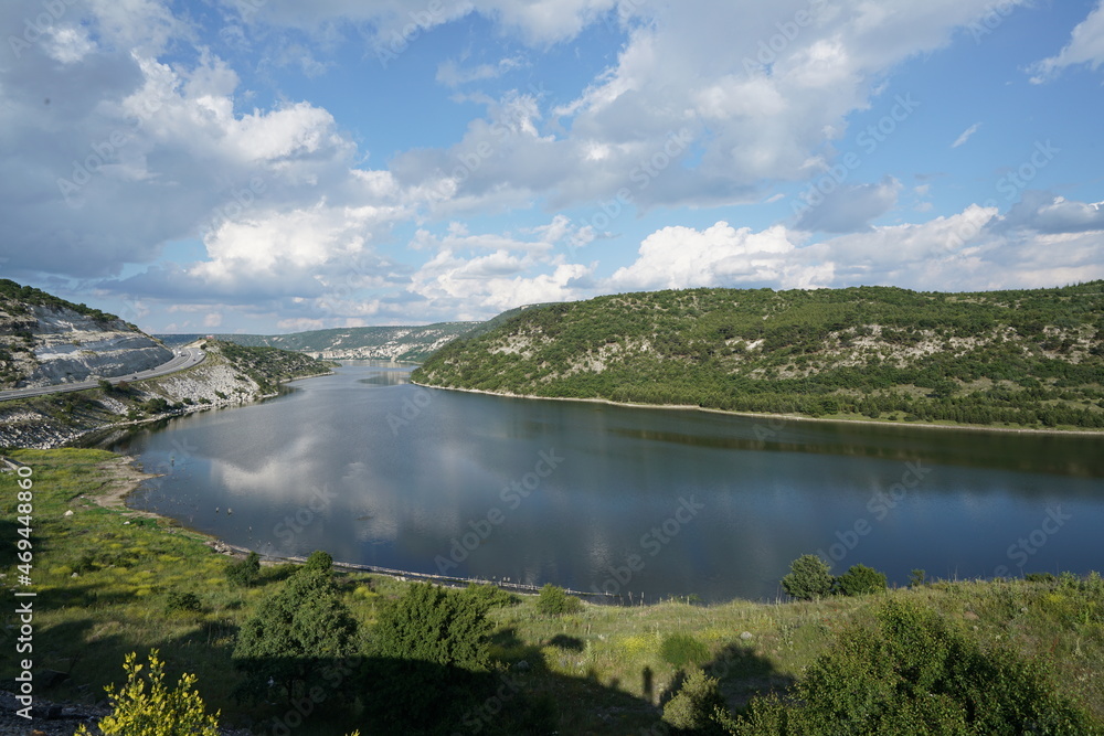 Porsuk (Badger) Dam Lake. After rainy season filled with water. Aerial View, Kütahya, Eskişehir Province - Turkey Porsuk (Badger) Dam Lake. After rainy season filled with water. Aerial View, Kütahya, Eskişehir Province - Turkey