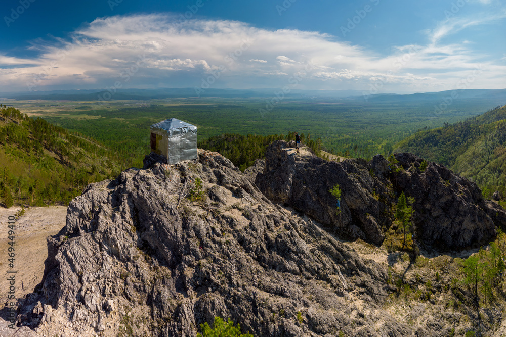 Fototapeta premium Chapel at the top of the Bukha-Noyon cliff