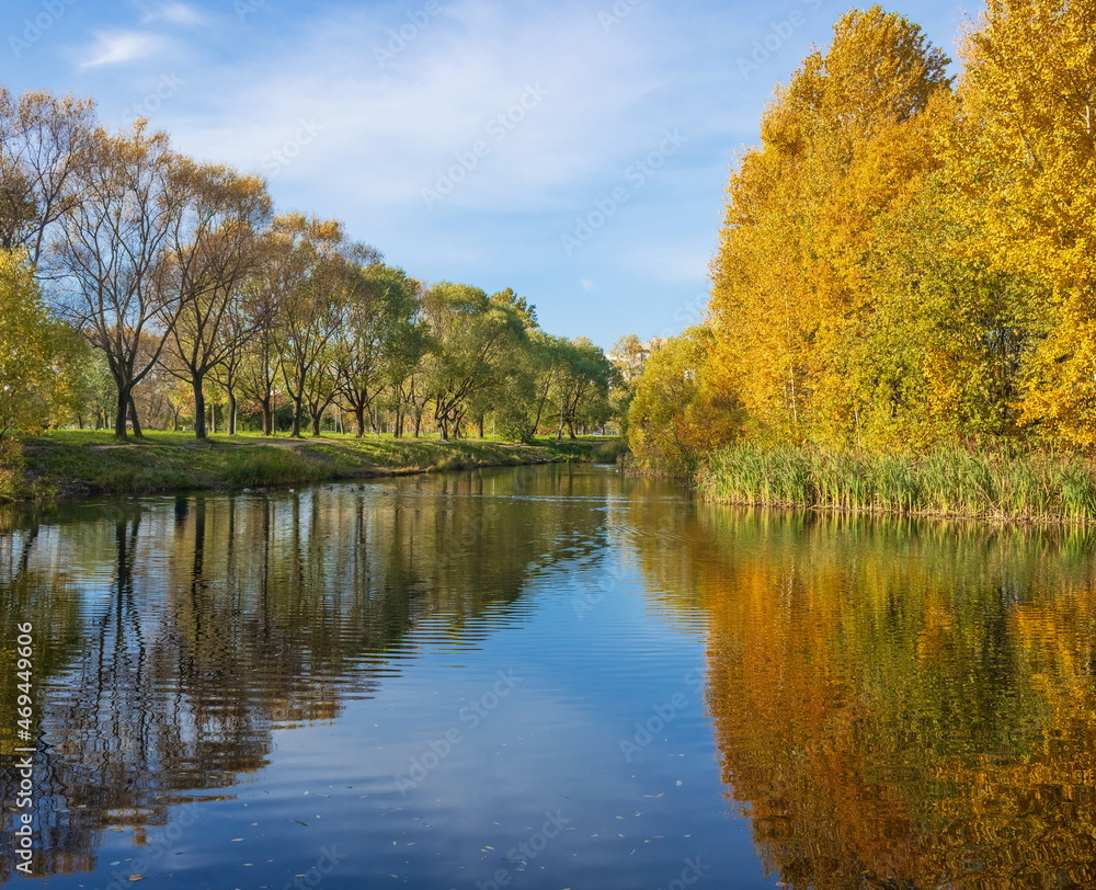 Parks of St. Petersburg. Golden autumn. Russia.
