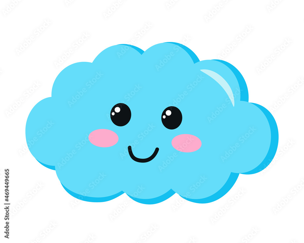 Vector illustration of a cartoon cloud with face emotions isolated on a white background. Vector illustration of a cartoon cloud with face emotions isolated on a white background.