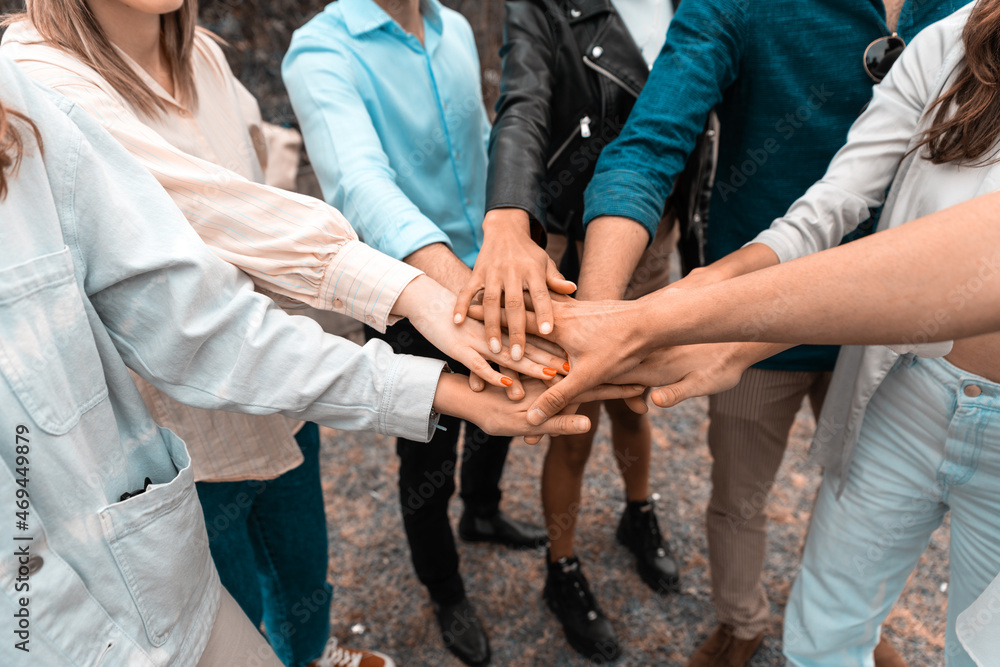 Group of Diverse Hands Together Joining Concept - People with joined ...