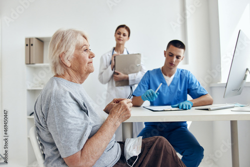 elderly woman hospital examination health care